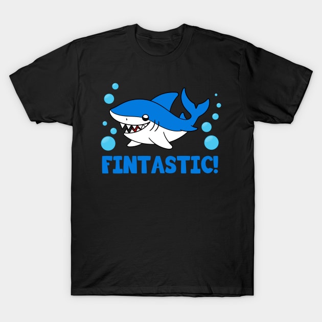 Cute Shark Fintastic T-Shirt by KawaiiAttack